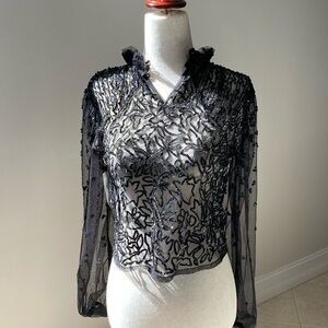 Black sequin Venus long sleeve top